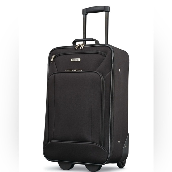 American Tourister Pop Max Softside Luggage Spinner Wheels, Black, carry on - Picture 1 of 12
